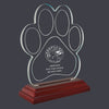 5-1/2" Custom Engraved Small Paw Print Acrylic With Rosewood Base