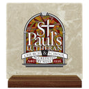 6" x 6" Custom Large Tumbled Stone Plaque With Walnut Base