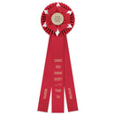 6-1/2" Wheaton 3 Rosette Award Ribbon With 3 Streamer Printing