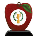 5" Apple Shape Birchwood Award Trophy With Black Base