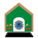 5" Dog House Shape Birchwood Award Trophy With Black Base