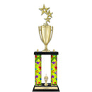 22" Custom 2 Column Black Marble Base Award Trophy With Loving Cup & Trim