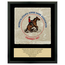 8" x 10" Custom Full Color Black Plaque With Tumbled Stone Tile & Engraved Plate
