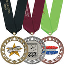 2-3/4" Custom RS14 Award Medal With Satin Neck Ribbon